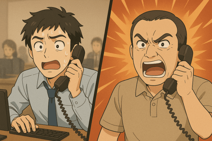 テレアポで怒られている男性