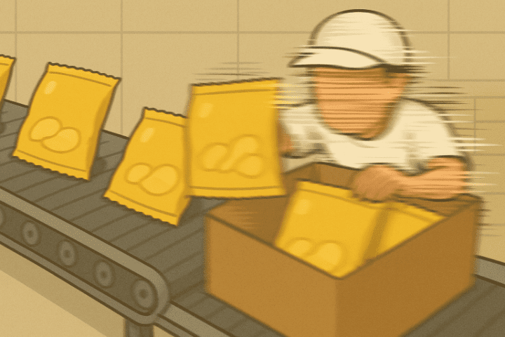 目にもとまらぬ速度で箱詰めしている人