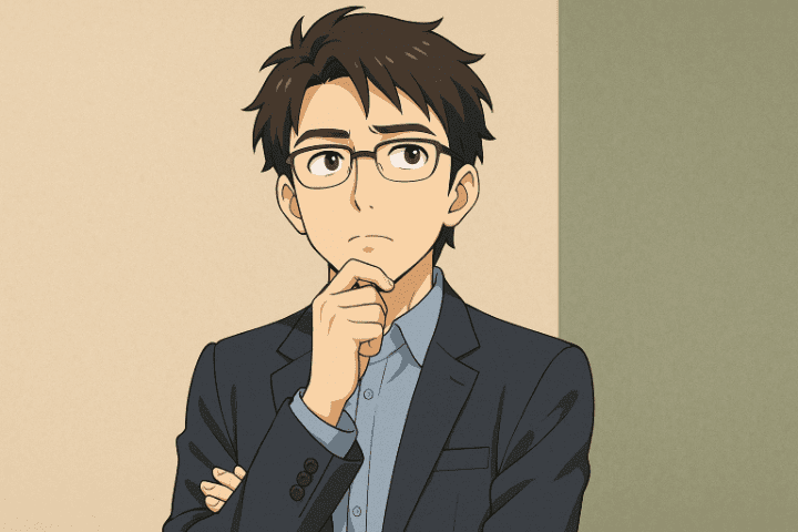 仕事について考えている男性